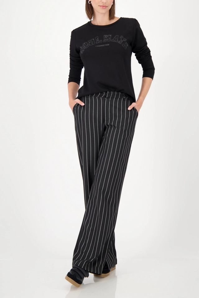 Black Long-sleeve shirt with rhinestone accents
