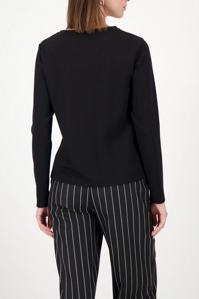 Black Long-sleeve shirt with rhinestone accents