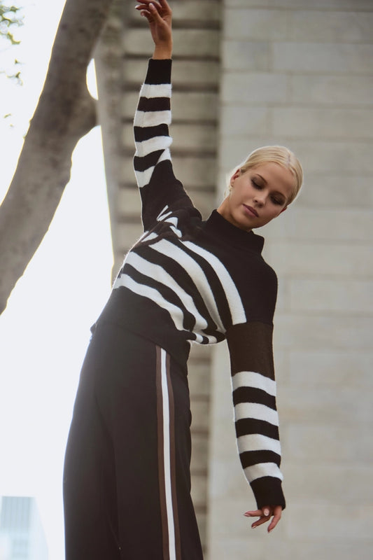 Black Striped Knitted jumper with emblem