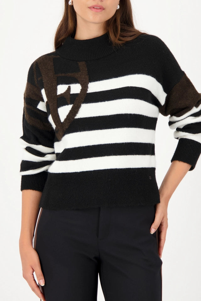 Black Striped Knitted jumper with emblem
