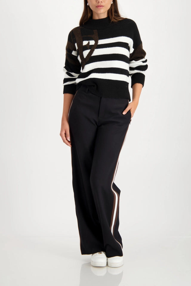 Black Striped Knitted jumper with emblem