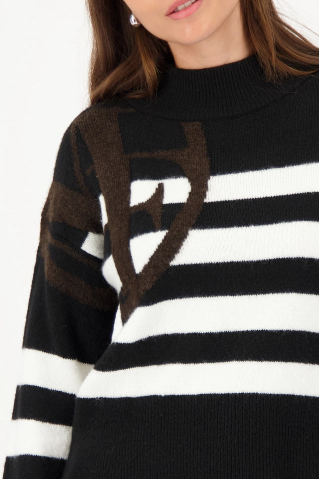 Black Striped Knitted jumper with emblem