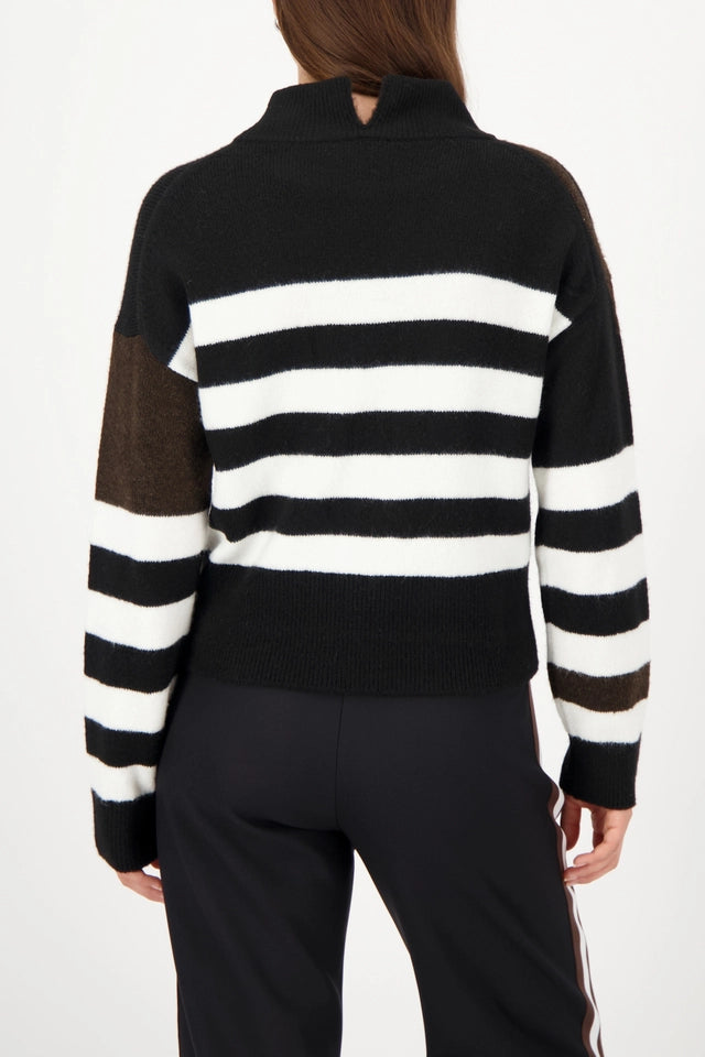 Black Striped Knitted jumper with emblem