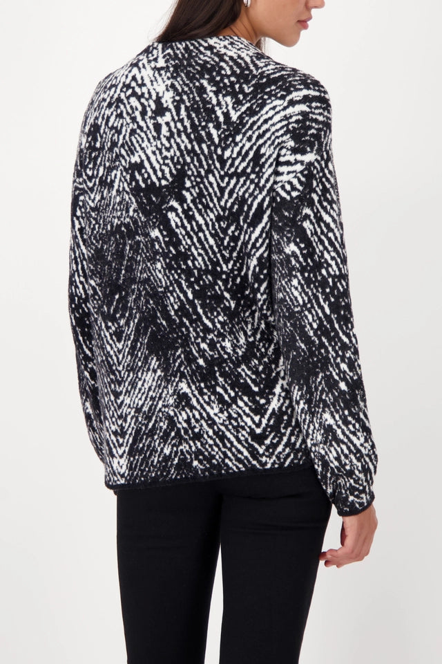 Black Pattern Sweater with herringbone pattern