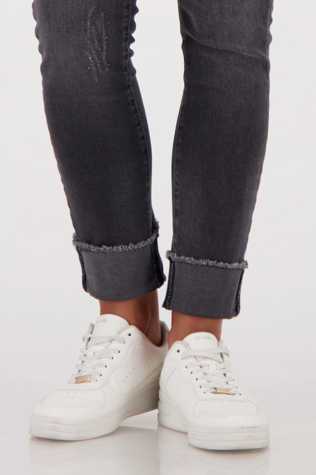 Distressed Jeans With Rhinestones