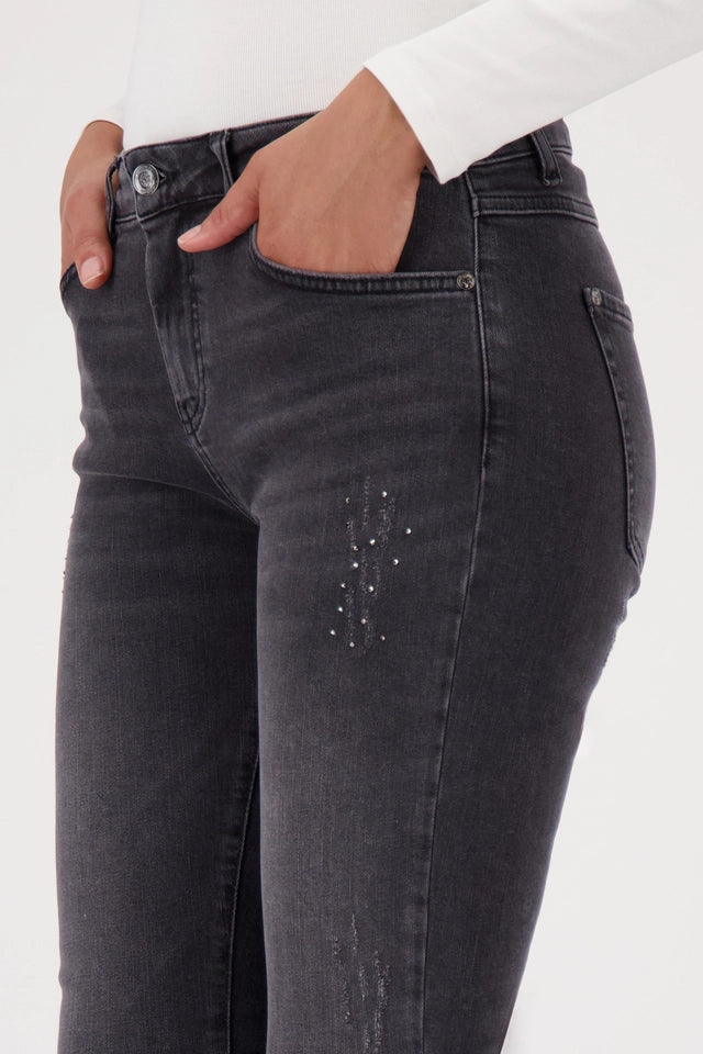 Distressed Jeans With Rhinestones