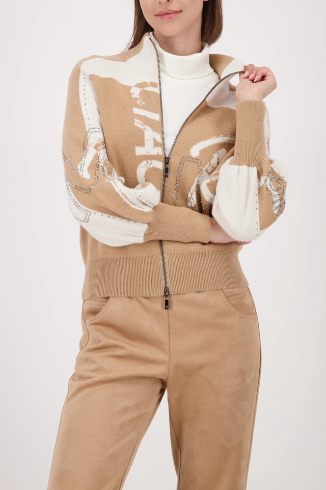 Cognac Cardigan with Rhinestones