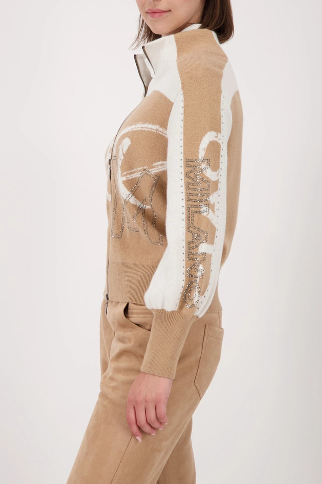 Cognac Cardigan with Rhinestones