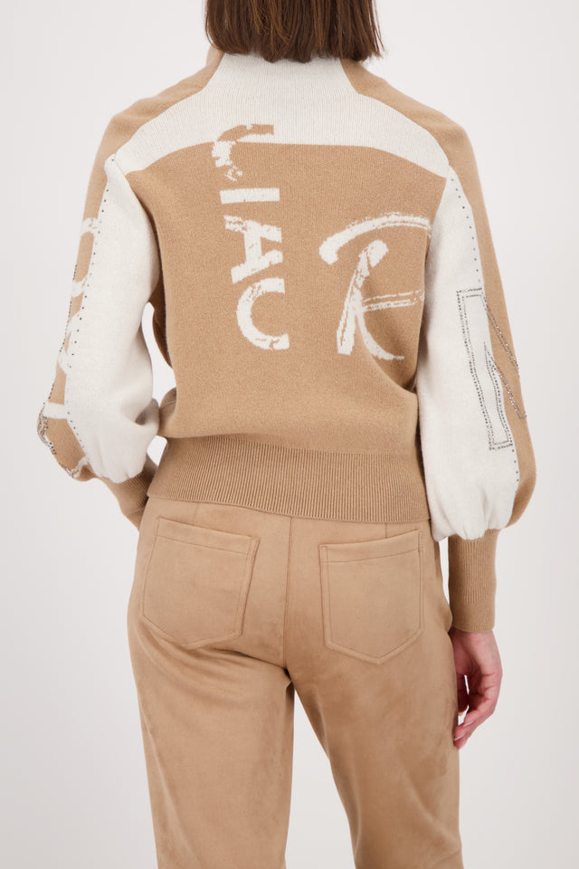 Cognac Cardigan with Rhinestones
