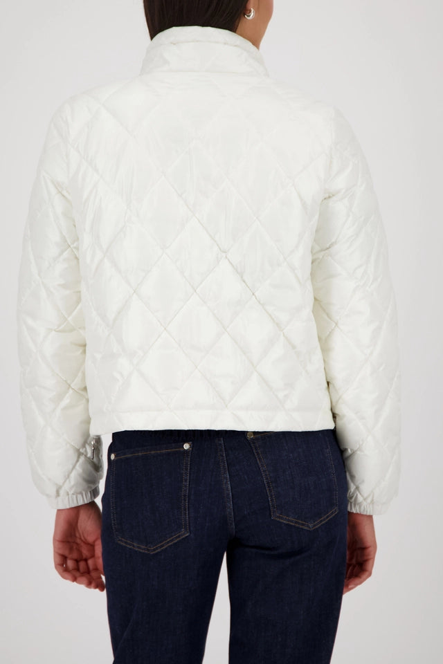 Off White Quilted Jacket With Stand-up Collar