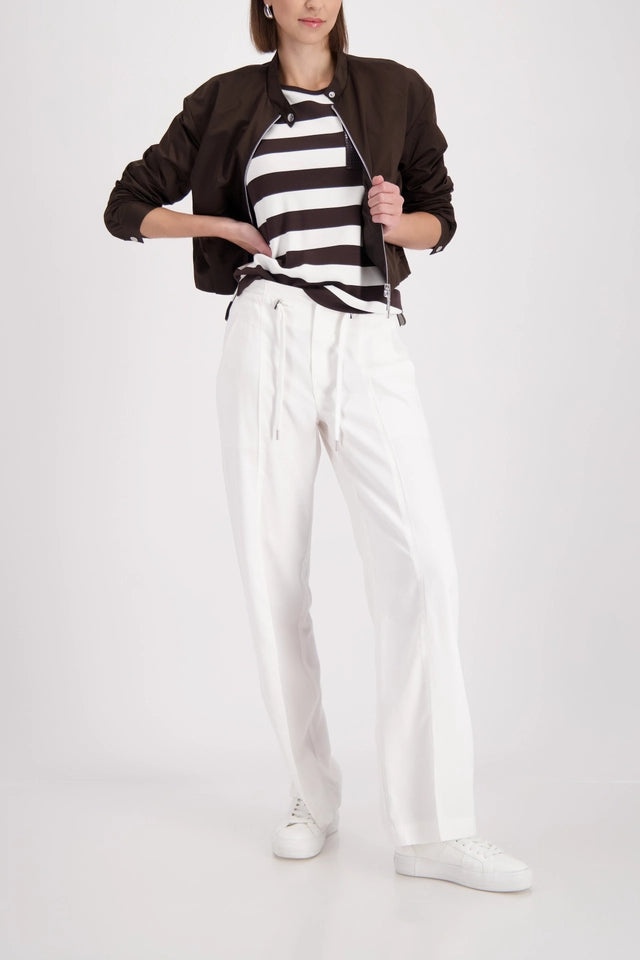 Off White Wide-leg Pants With Drawstring
