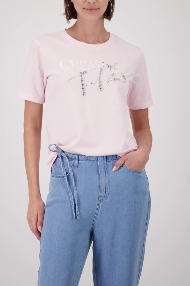 Baby Pink Top With Jewelry Lettering