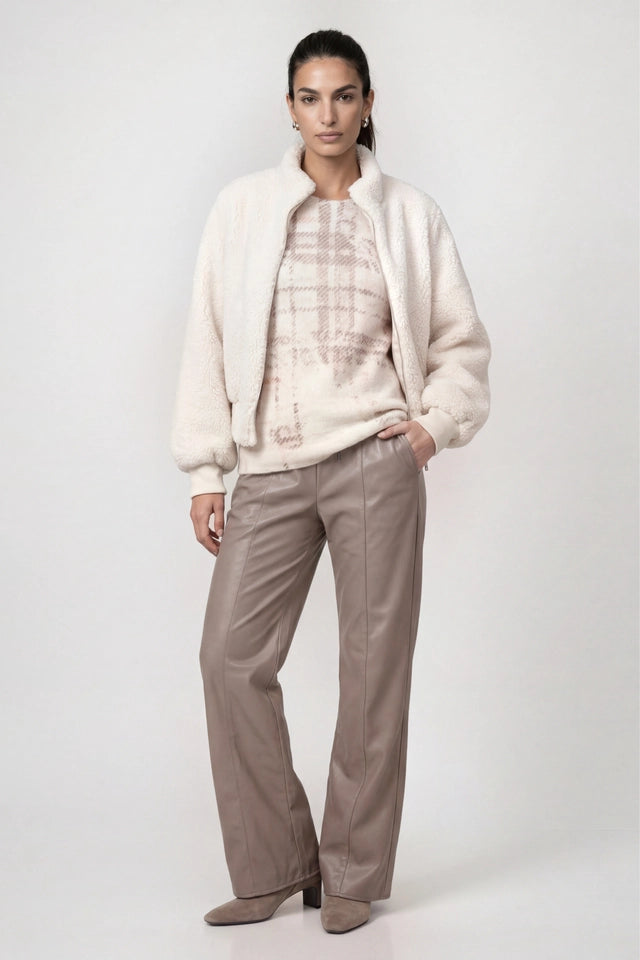 Knitted Jumper With Check Pearly Pattern