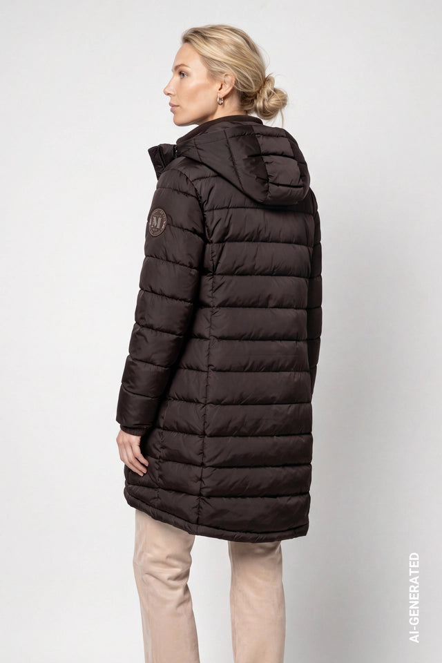 Black Coffee Quilted Coat With Lurex