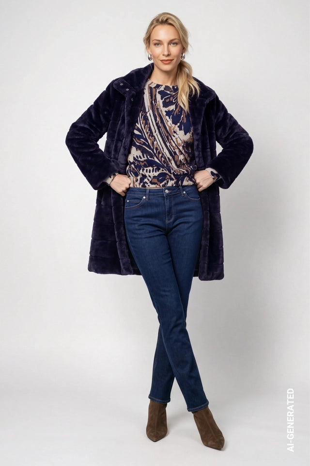 Classic Navy Jumper With Paisley Jacquard