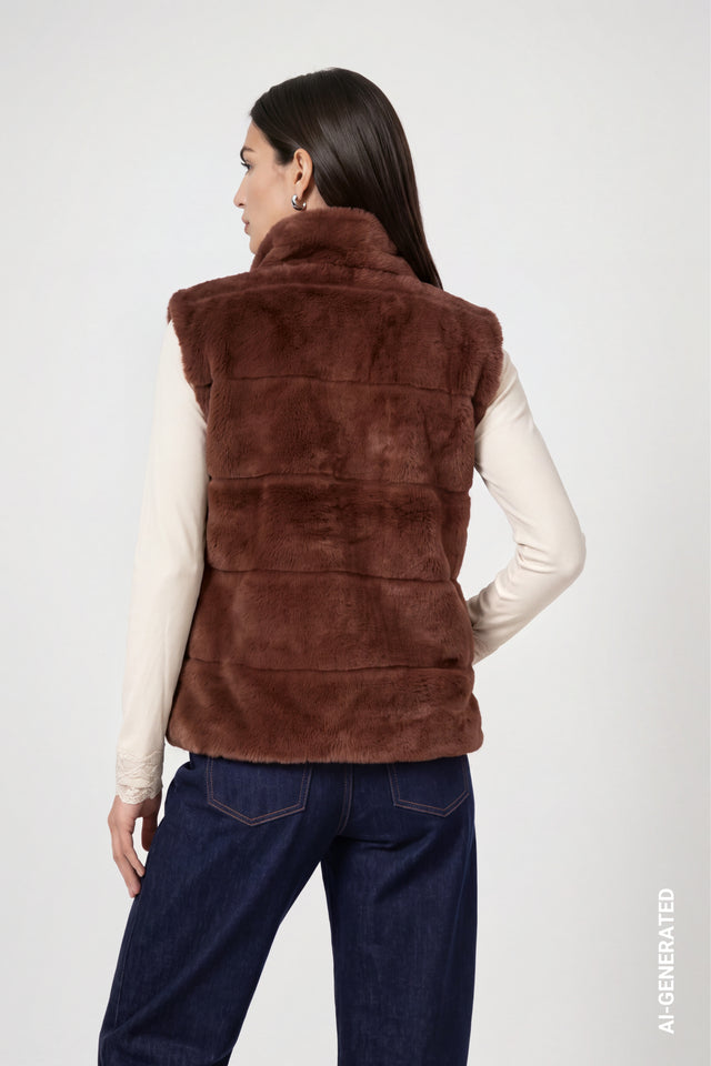 Chocolate Brown Faux Fur Gillet