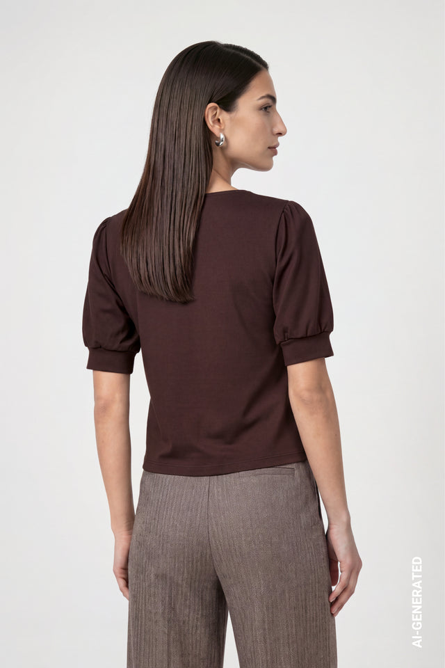 Dark Brown Sweatshirt With Bow Detail