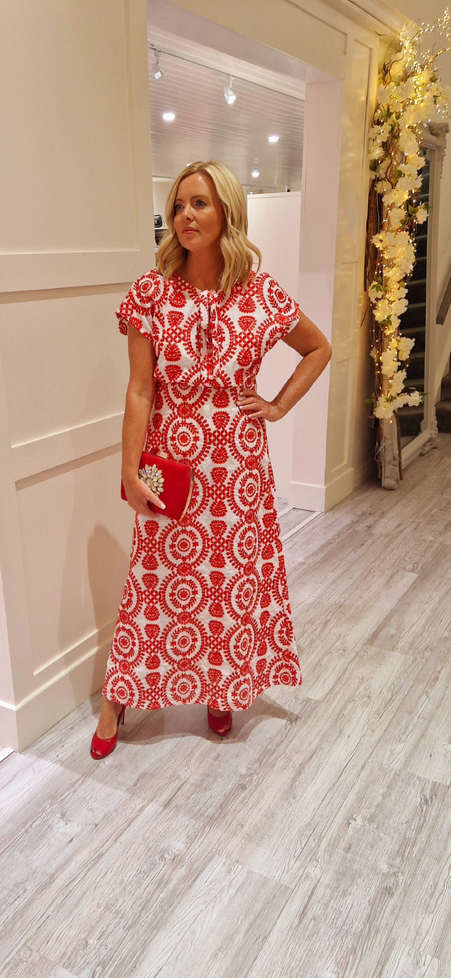 Lenu Red Flower Midi