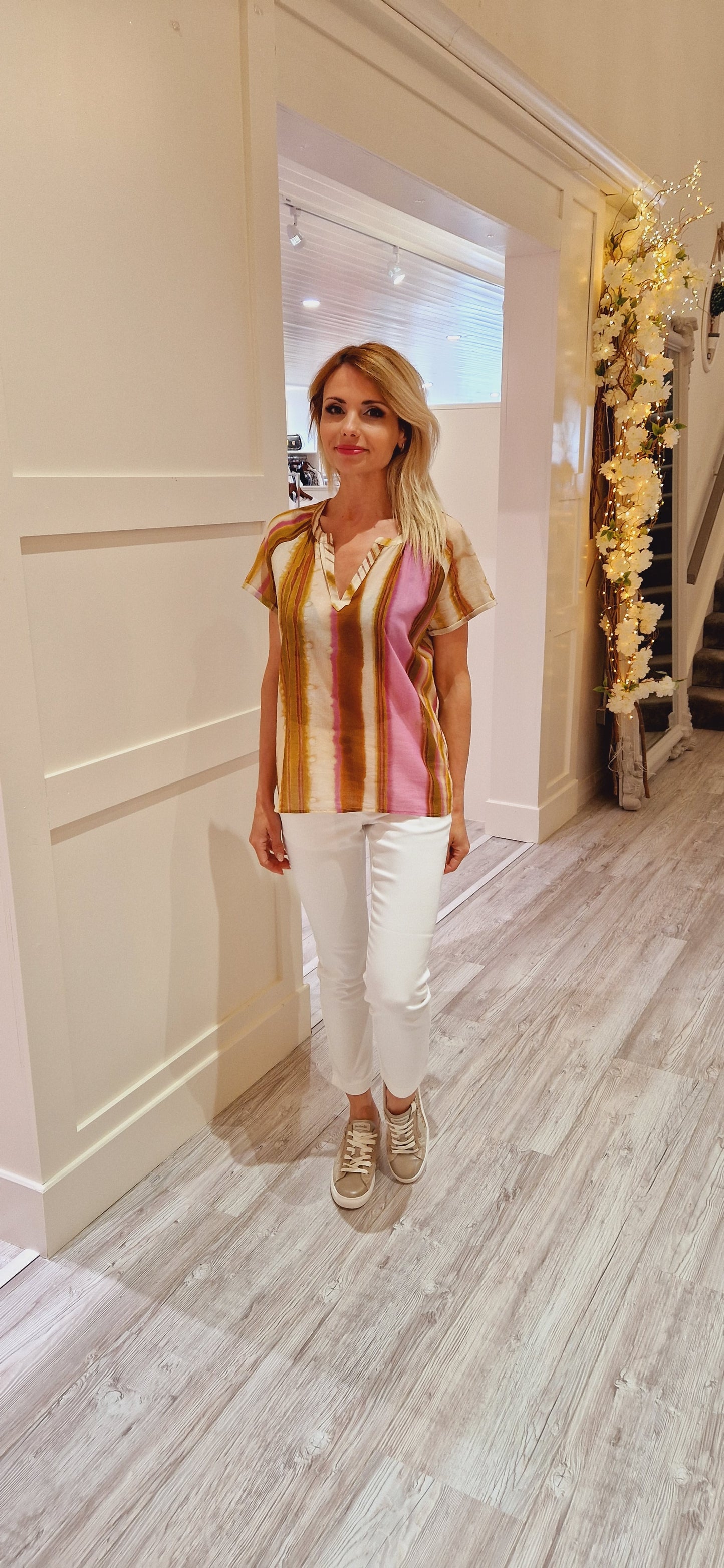 Blouse with colourful stripes