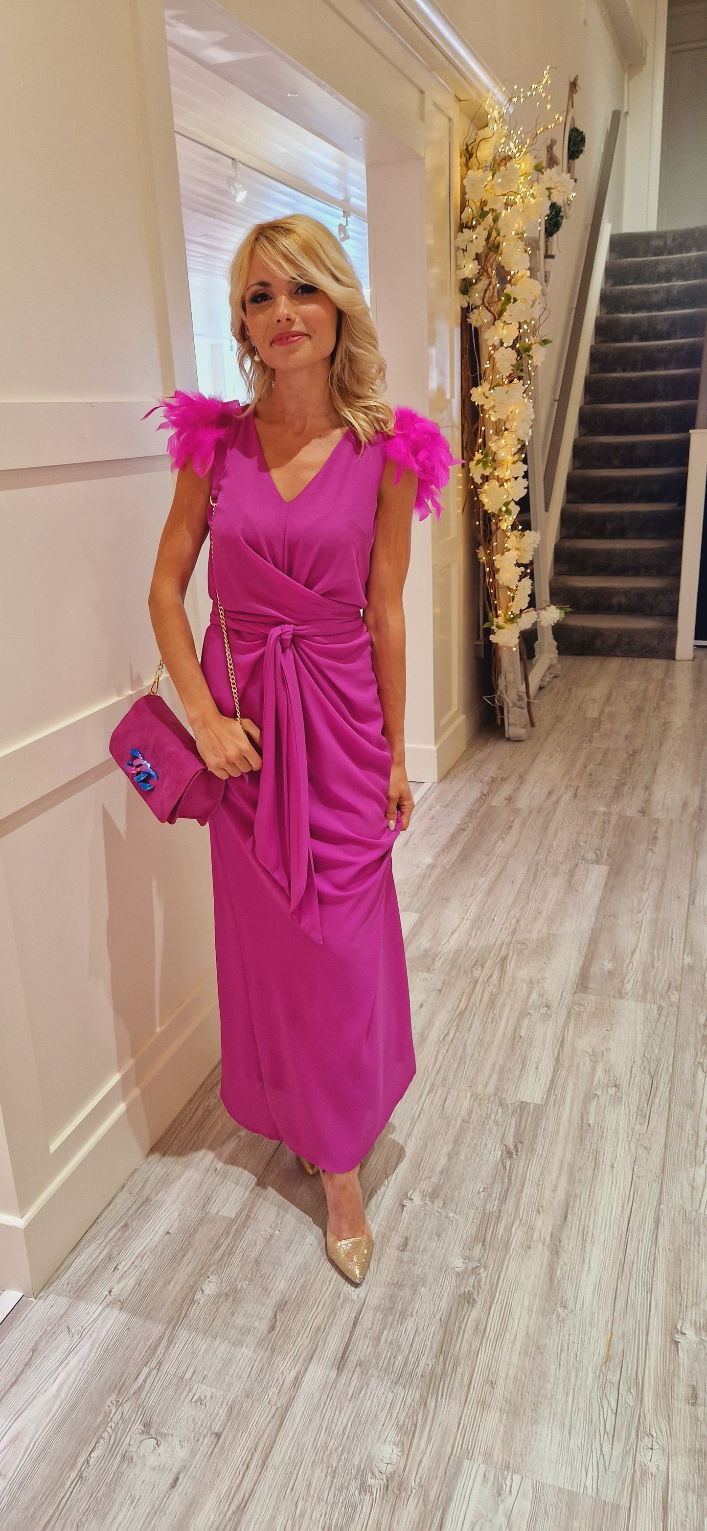 Cerise Feather Dress