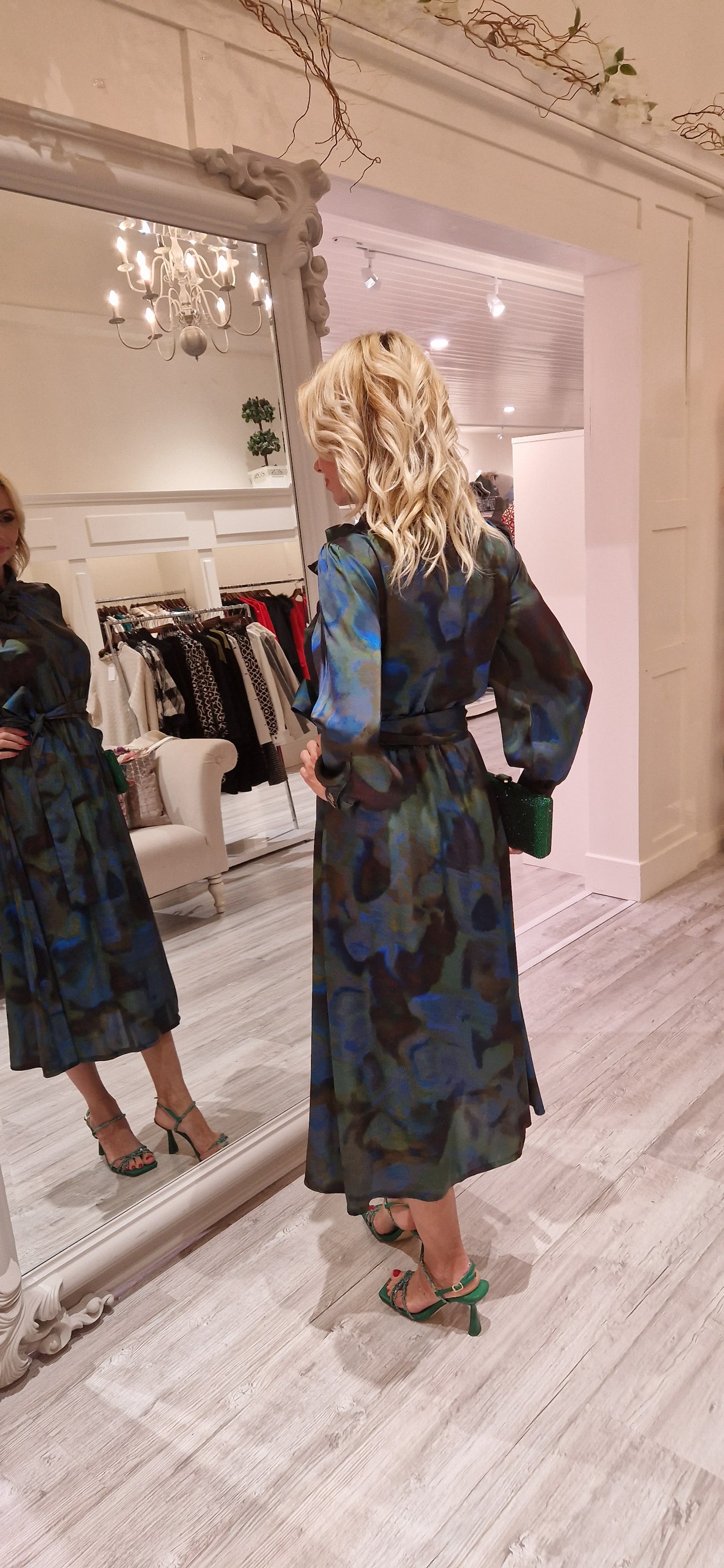 Green Printed Midi Dress