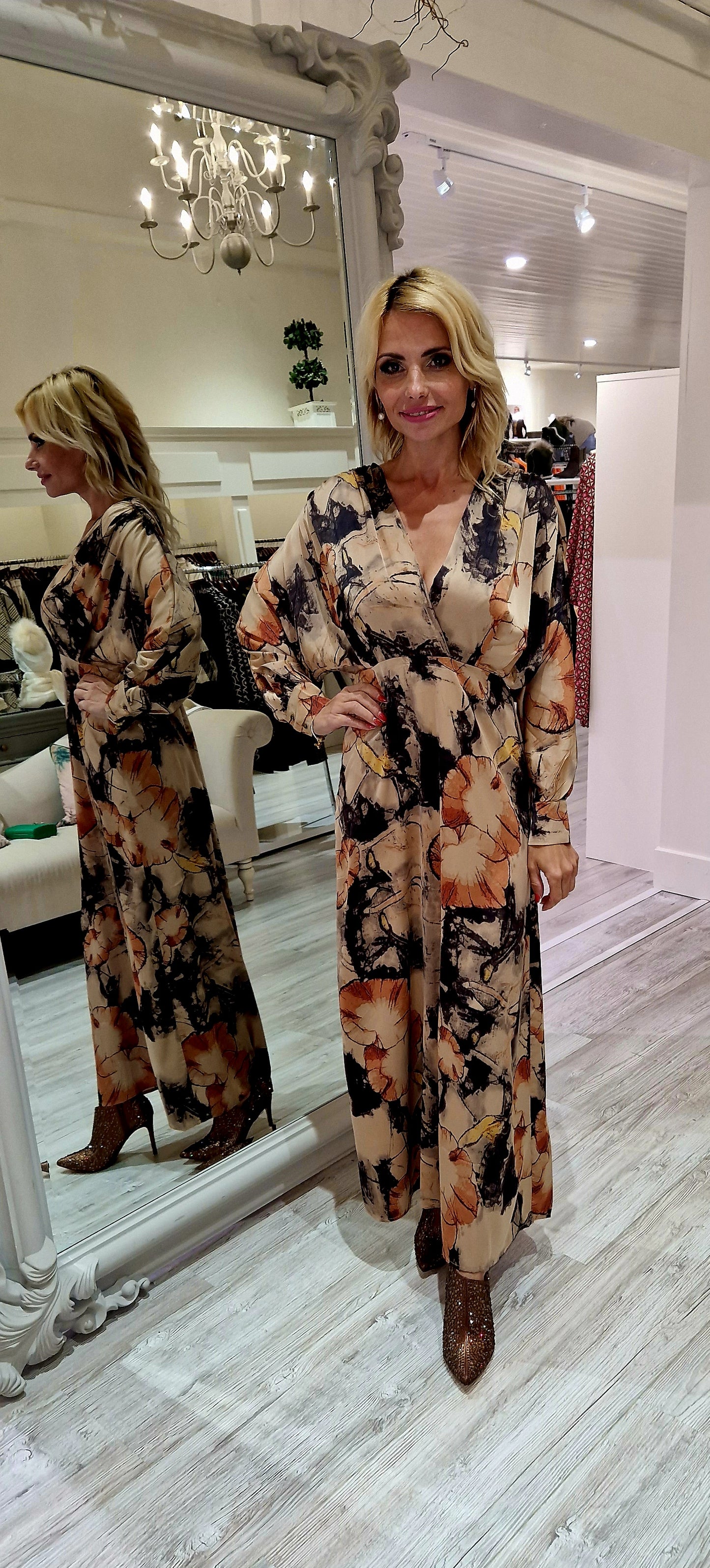 Melba Rust Flower Midi Dress