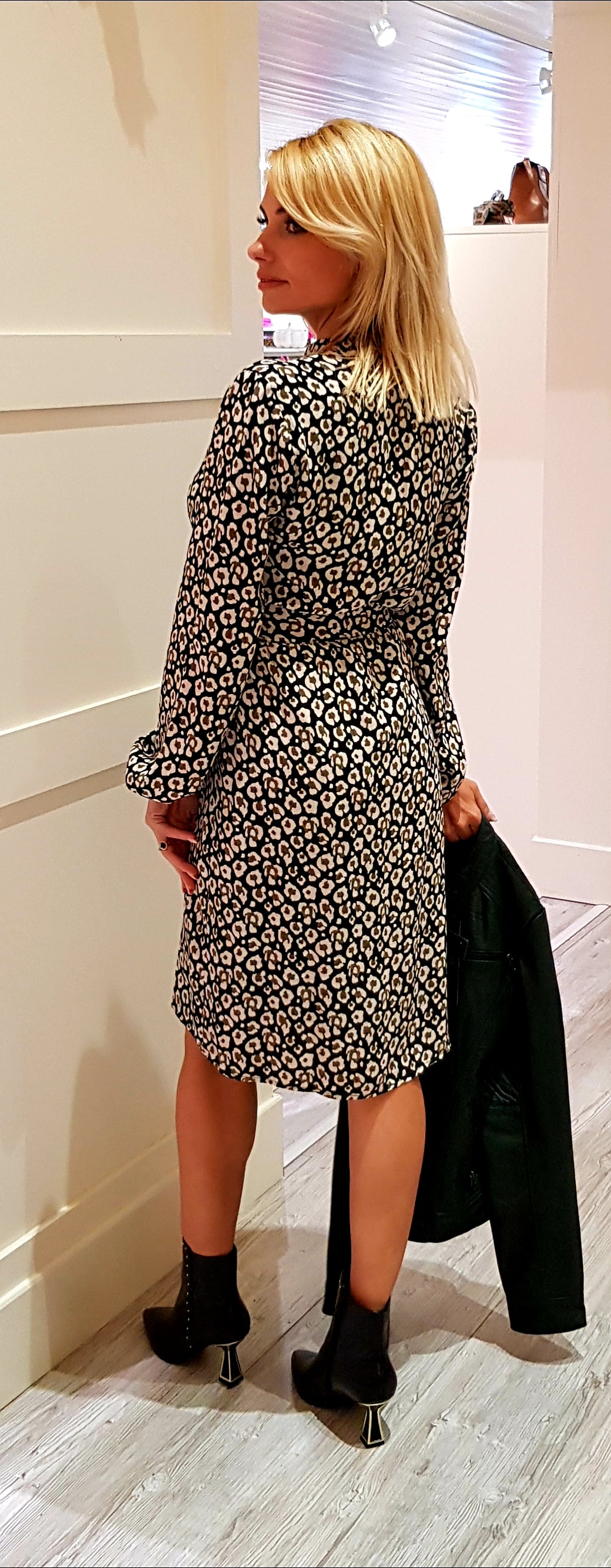Olive Green & Black Short Dress