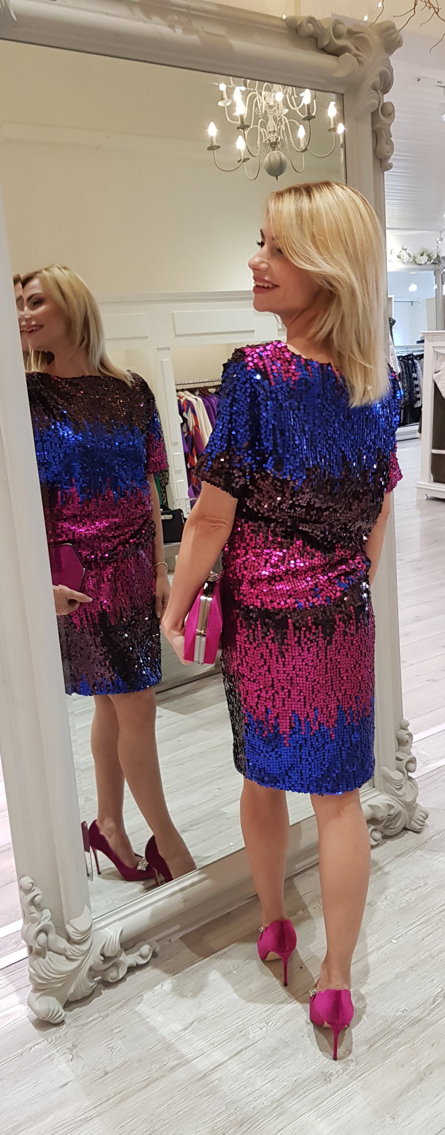 Anna Blue And Pink Sparkly Skirt