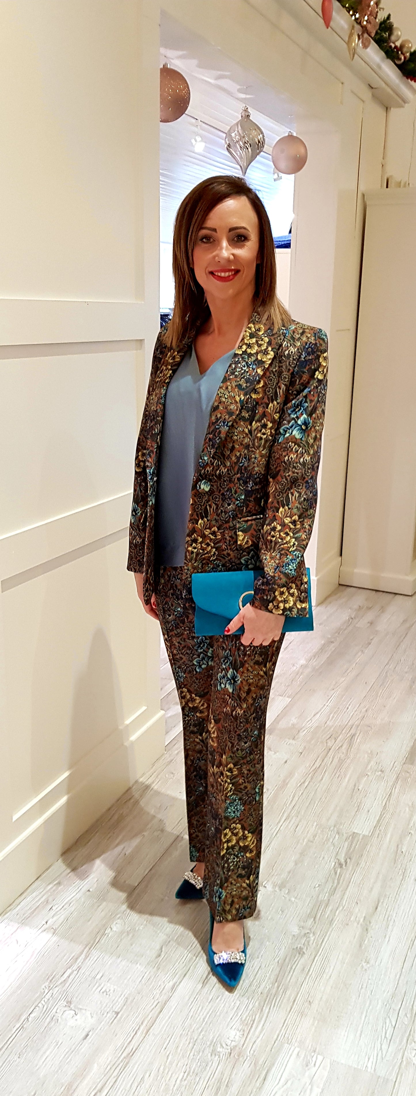 Teal Satin Look Blouse