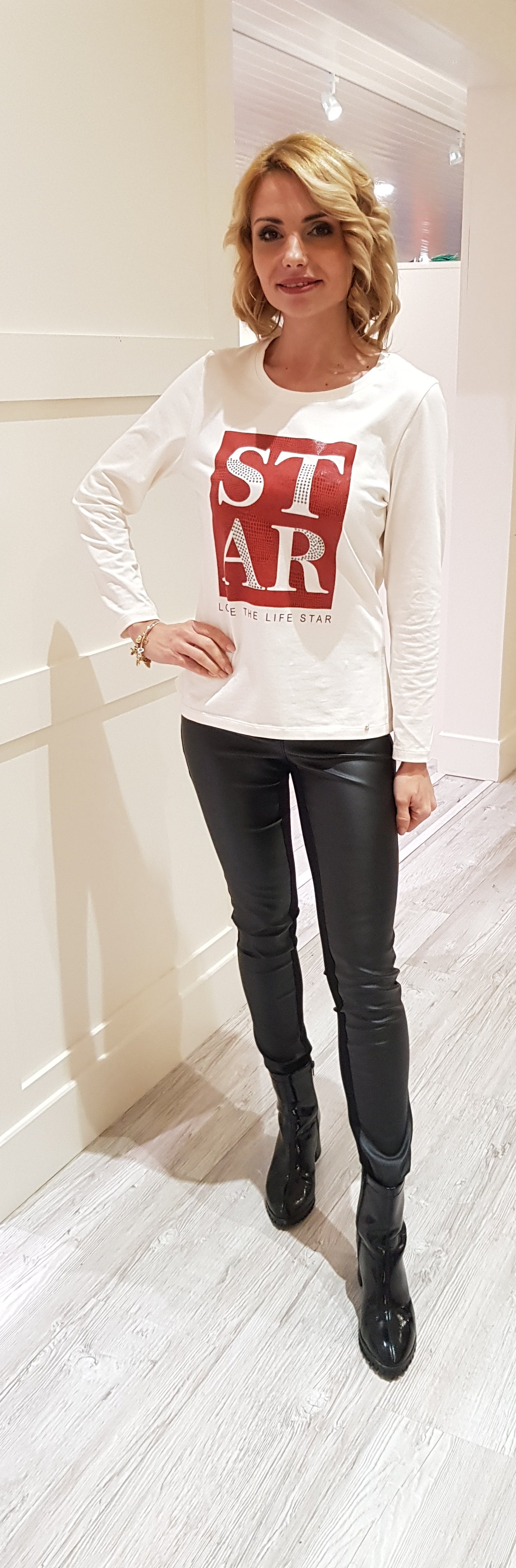Cream Top With Front Print