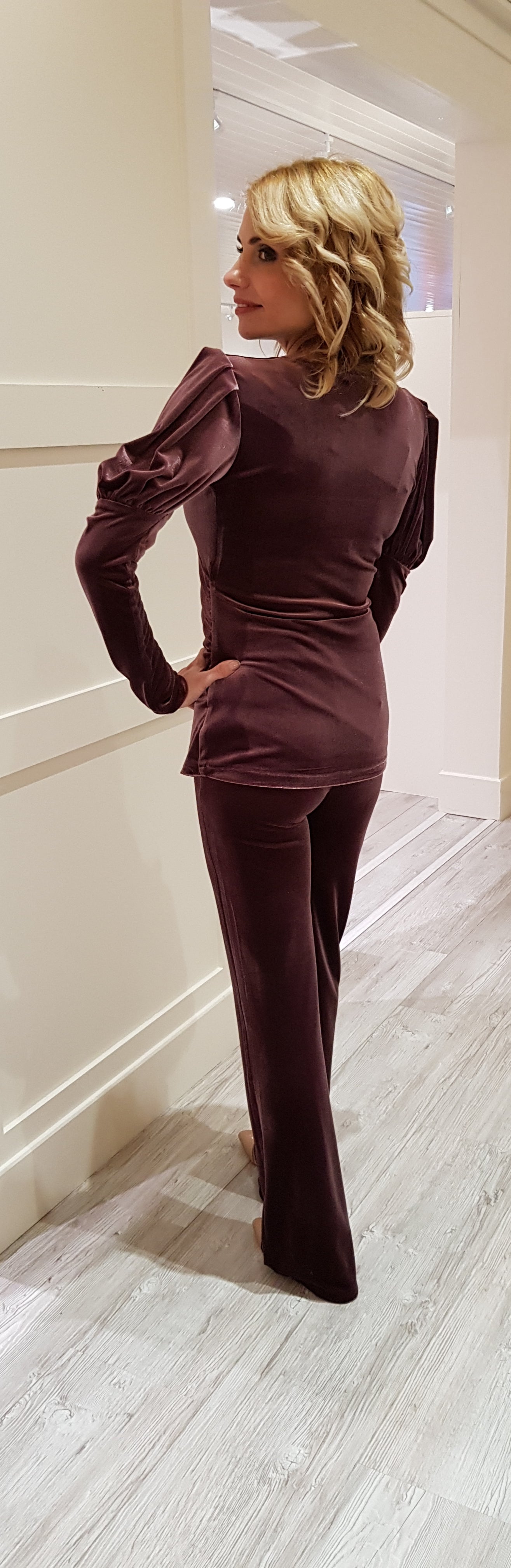 Plumb Crushed Velvet Top