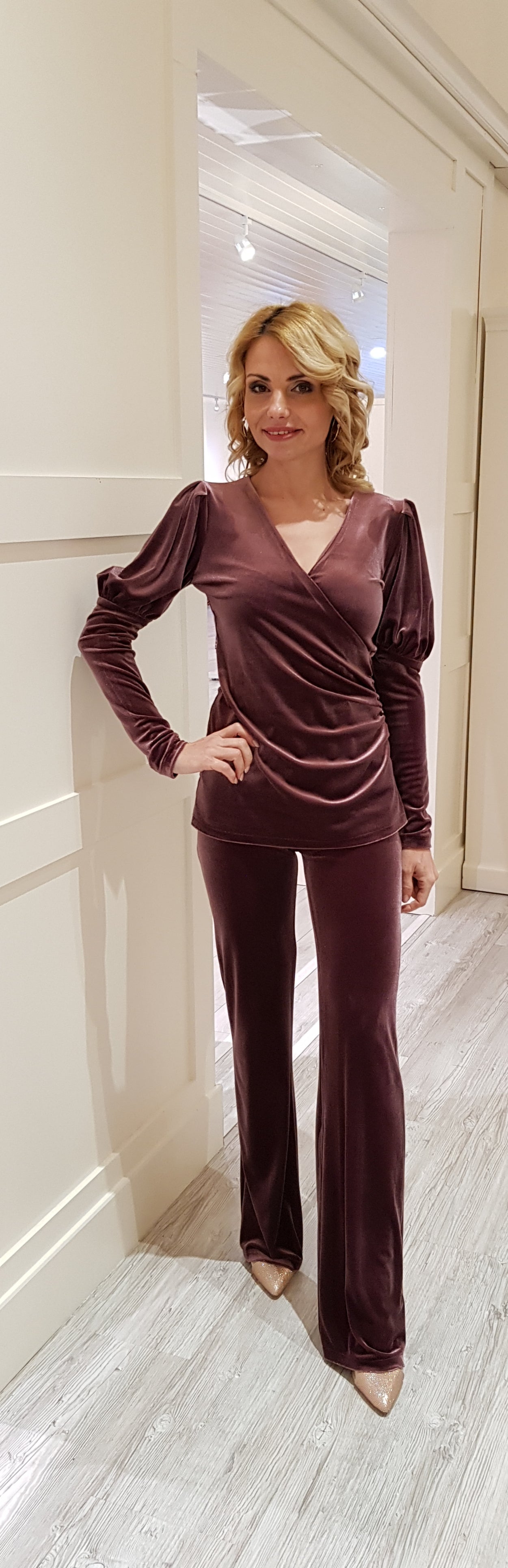 Plumb Crushed Velvet Top