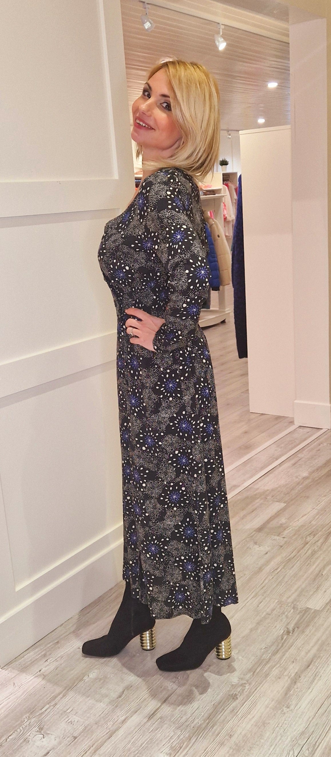 Noir Black Flower Maxi Dress