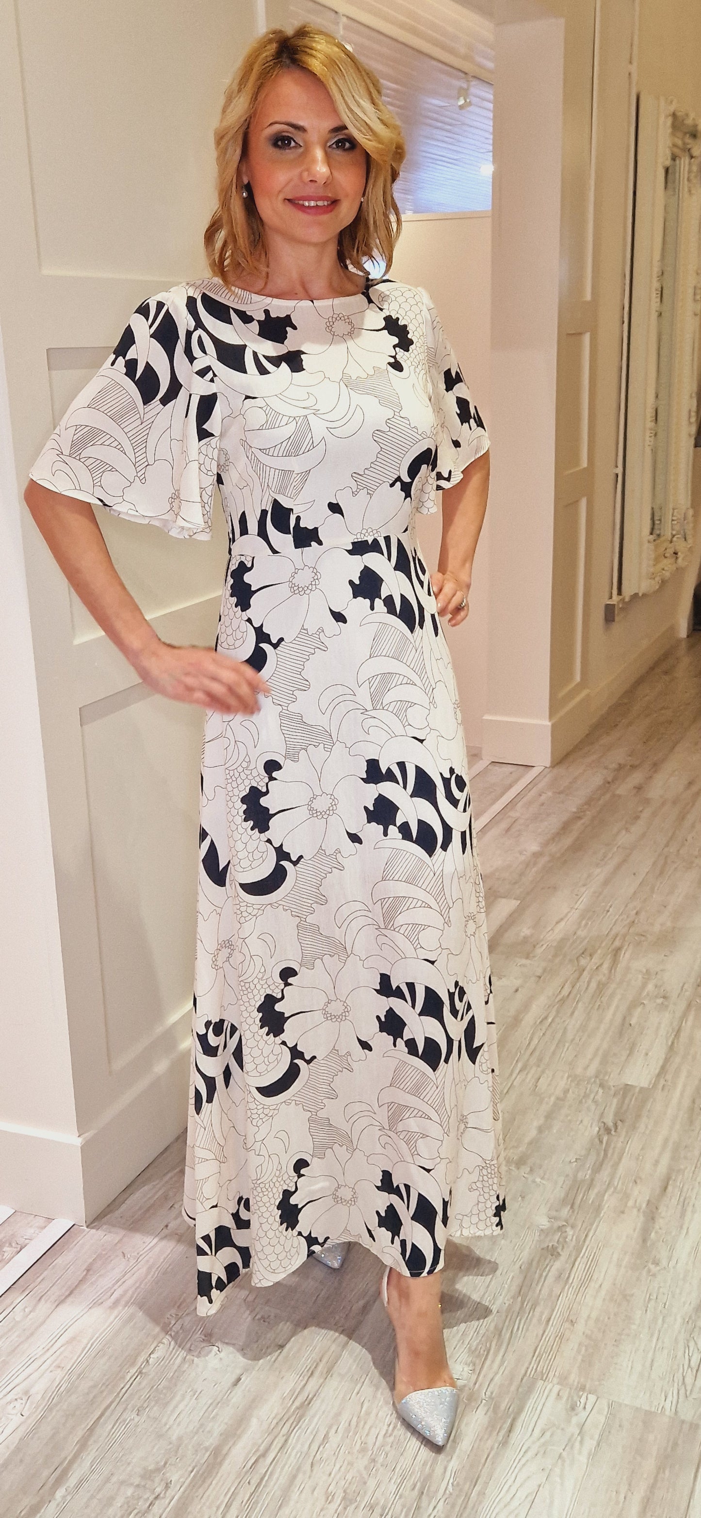 Cream Flower Maxi Dress