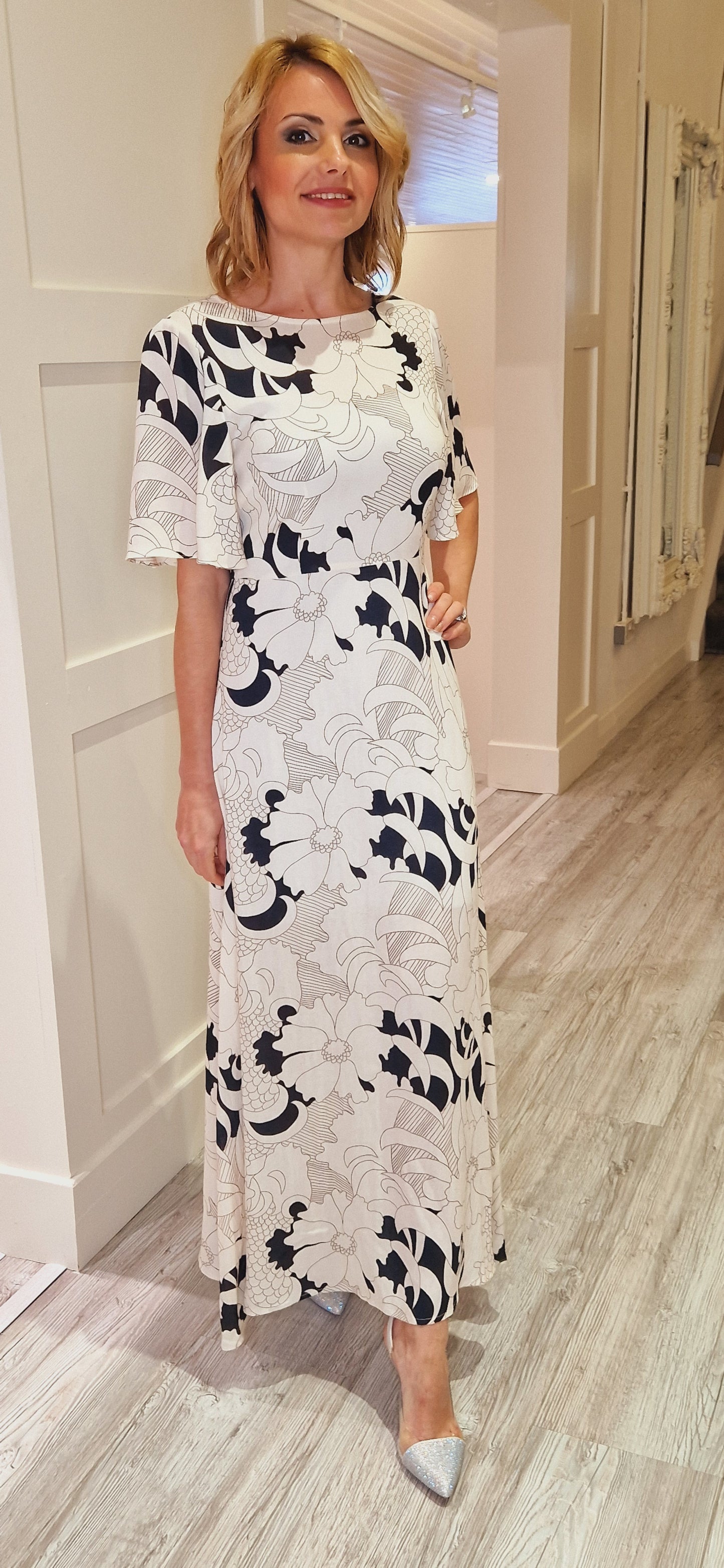 Cream Flower Maxi Dress