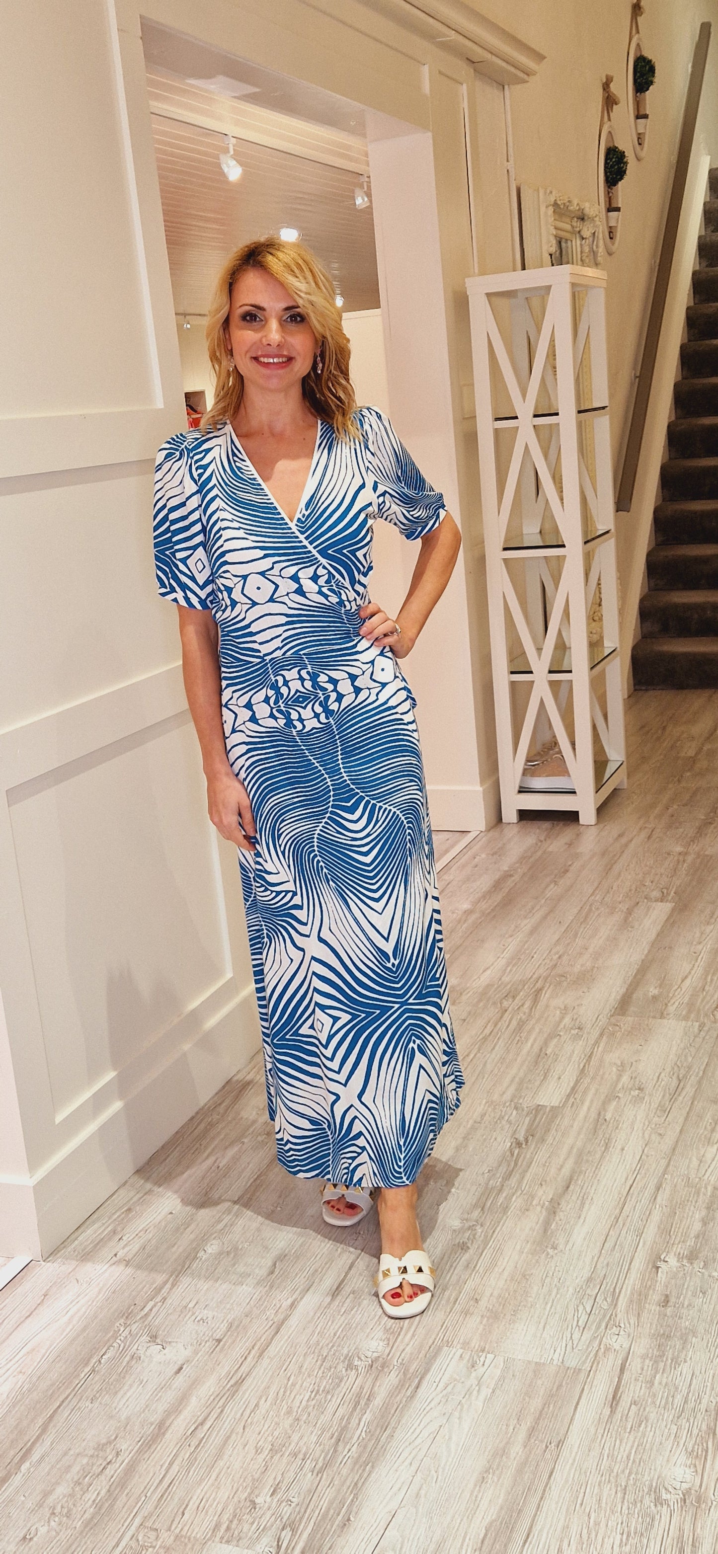 Blue Wrap Maxi Dress