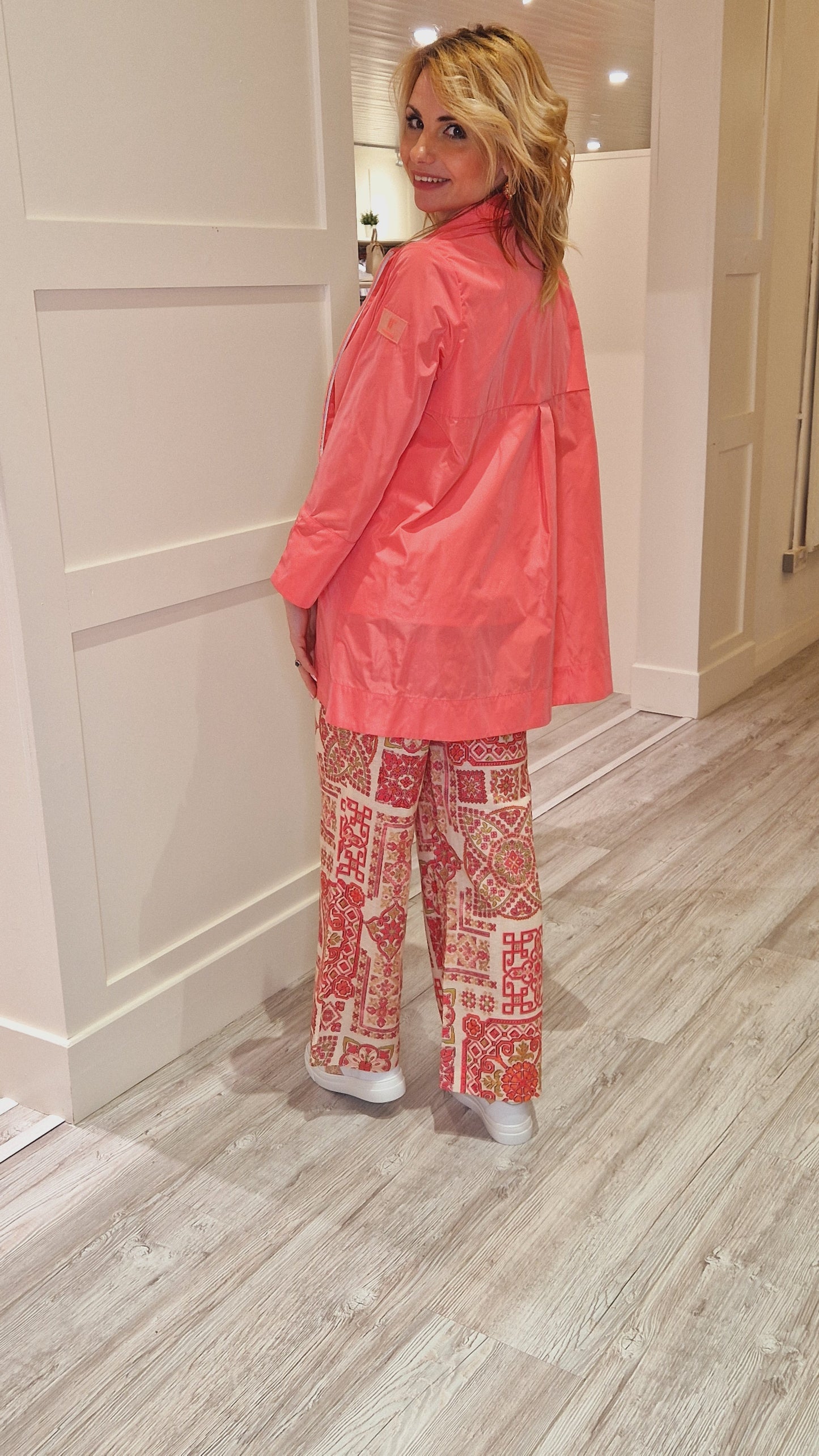 Pink & Cream Print Trousers