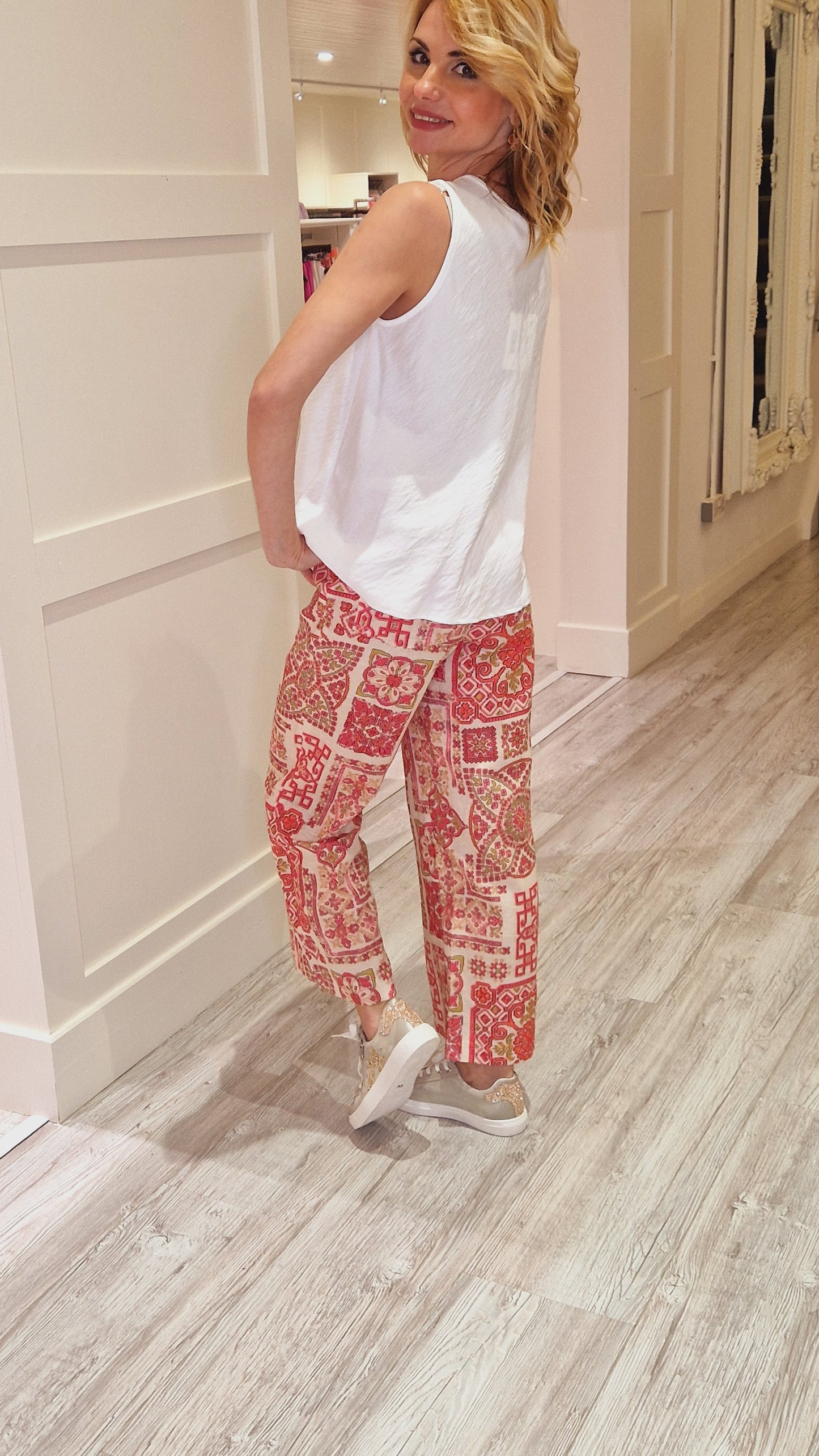 White Top with Pink & Silver