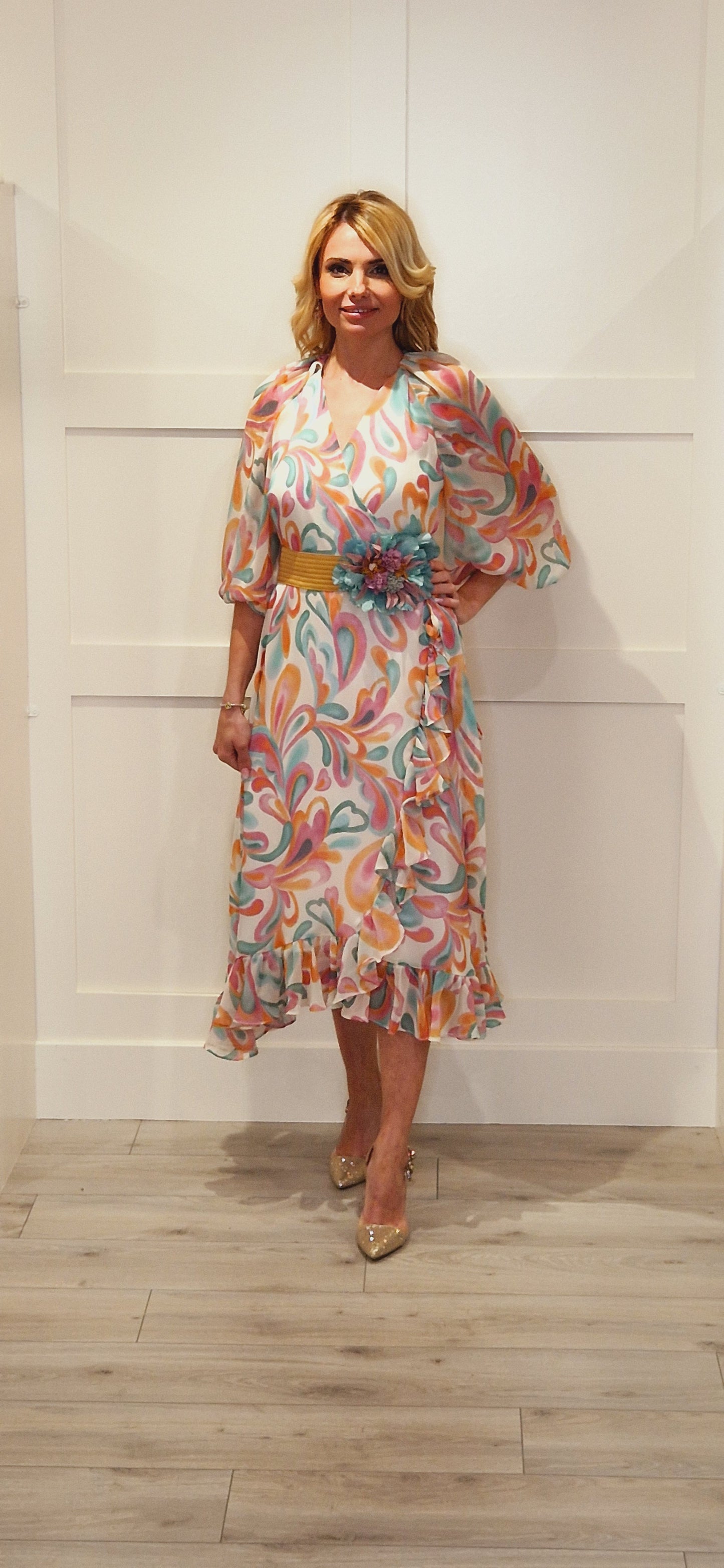 Multi Colour Wrap Dress