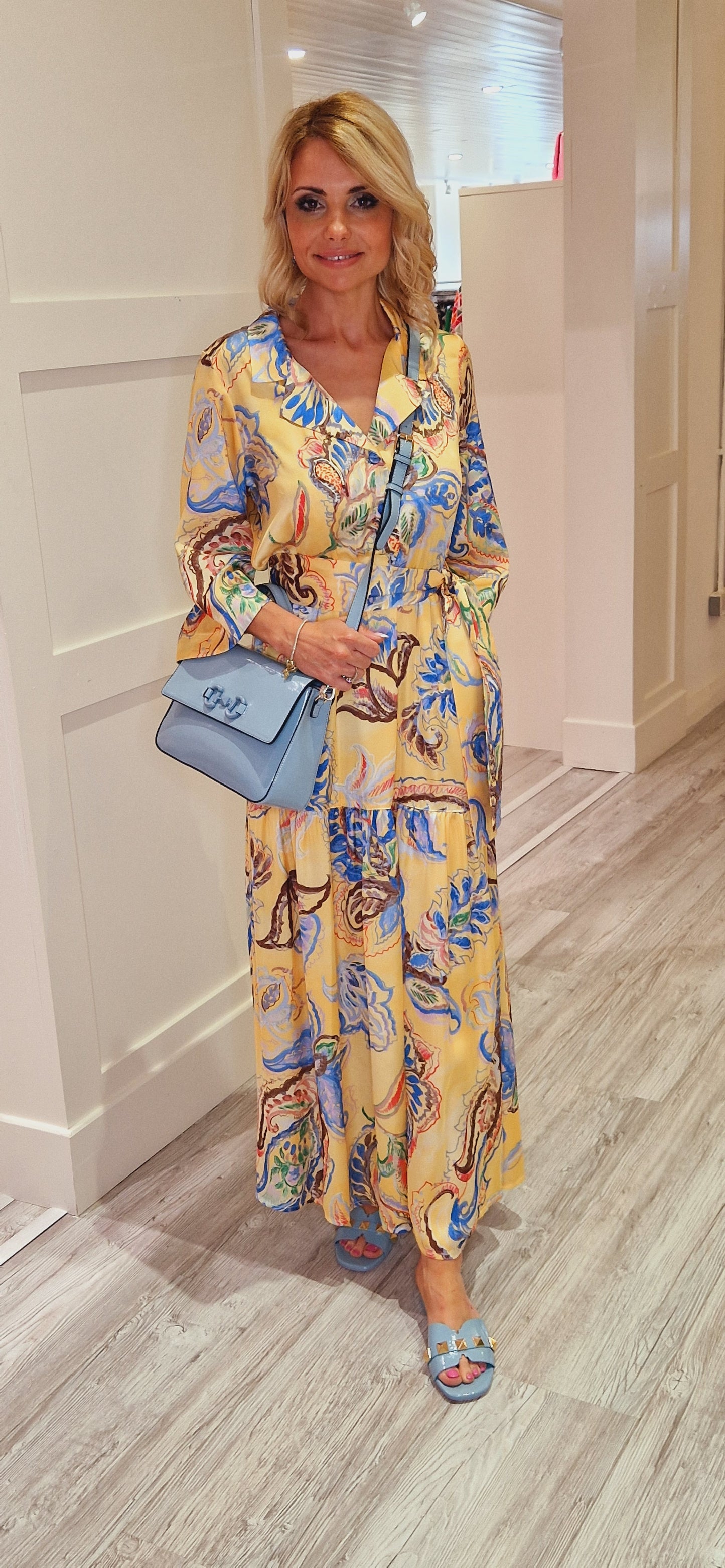 Yellow Flower Midi Dress