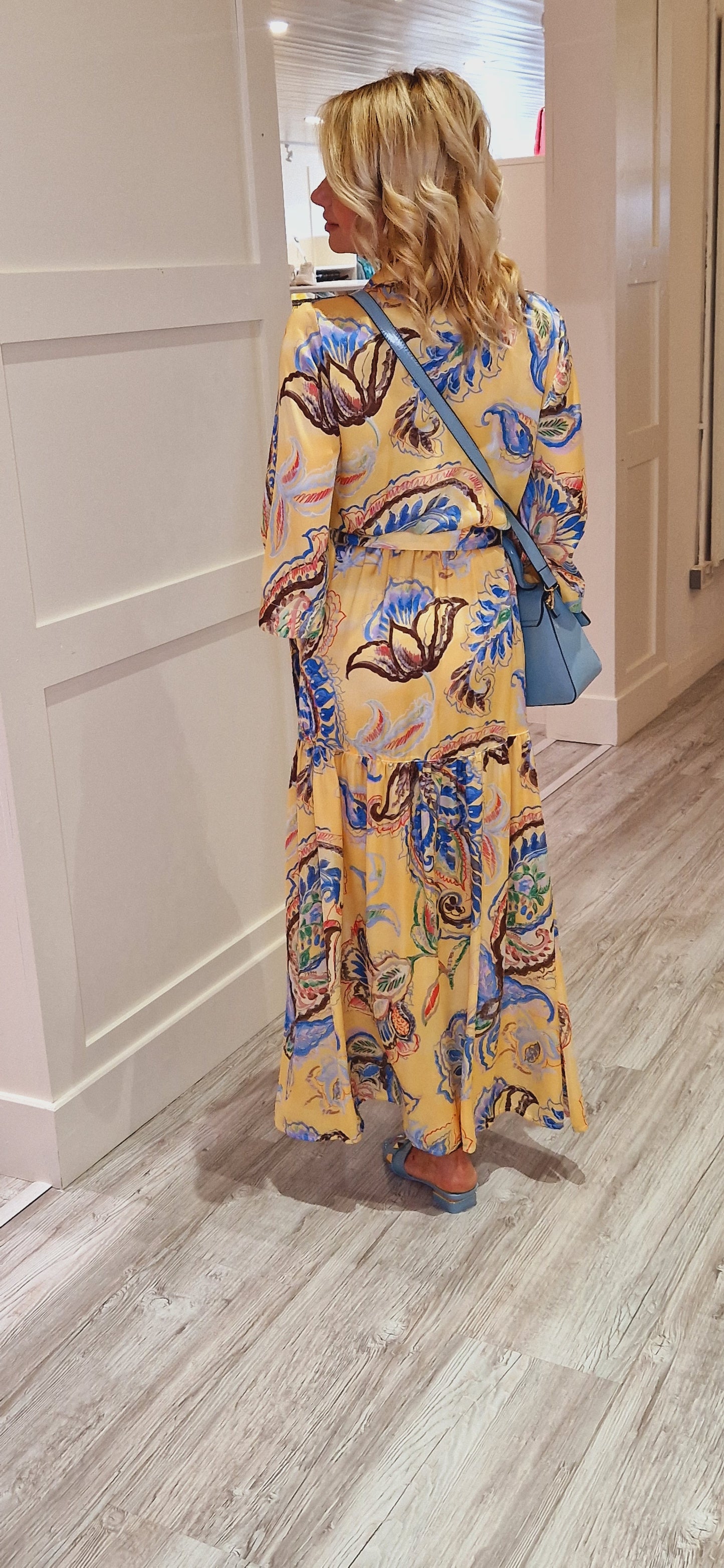 Yellow Flower Midi Dress
