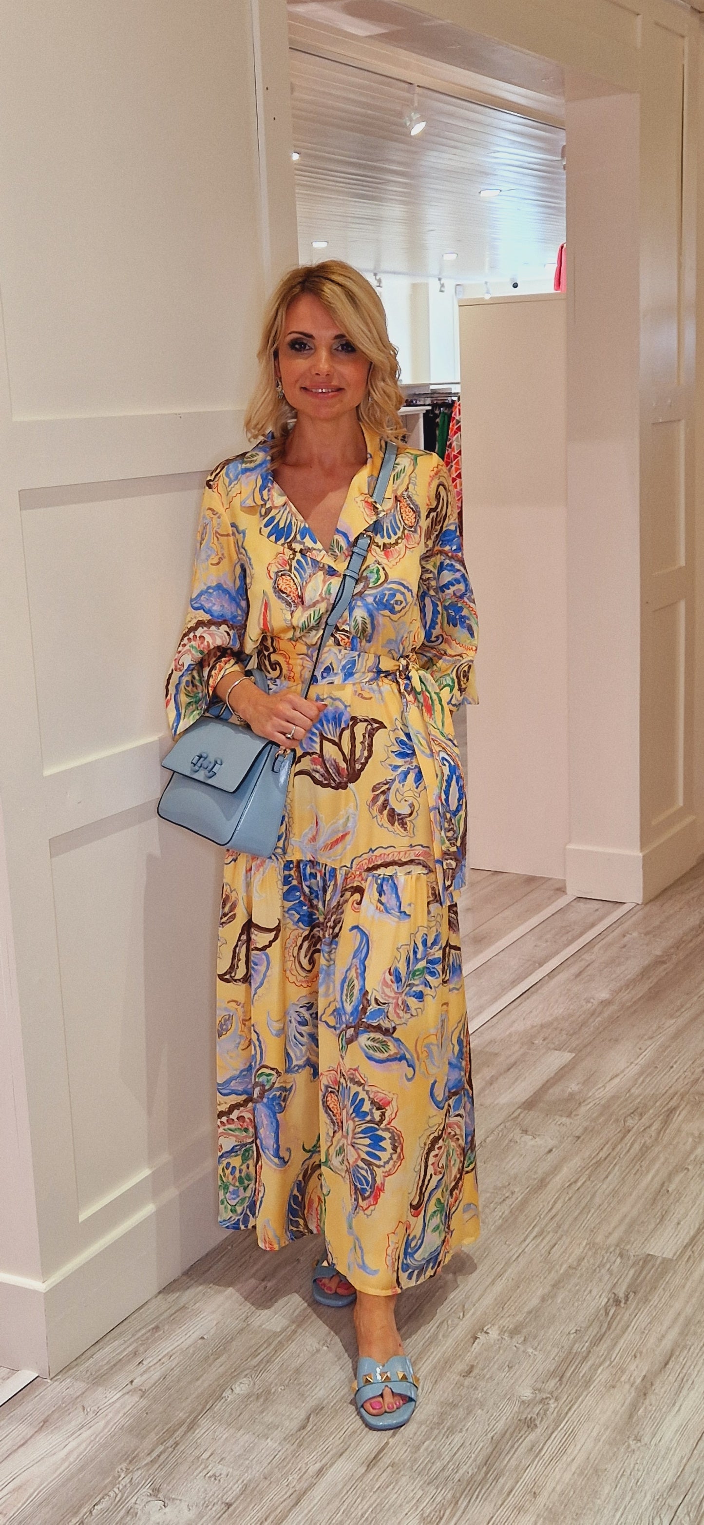 Yellow Flower Midi Dress