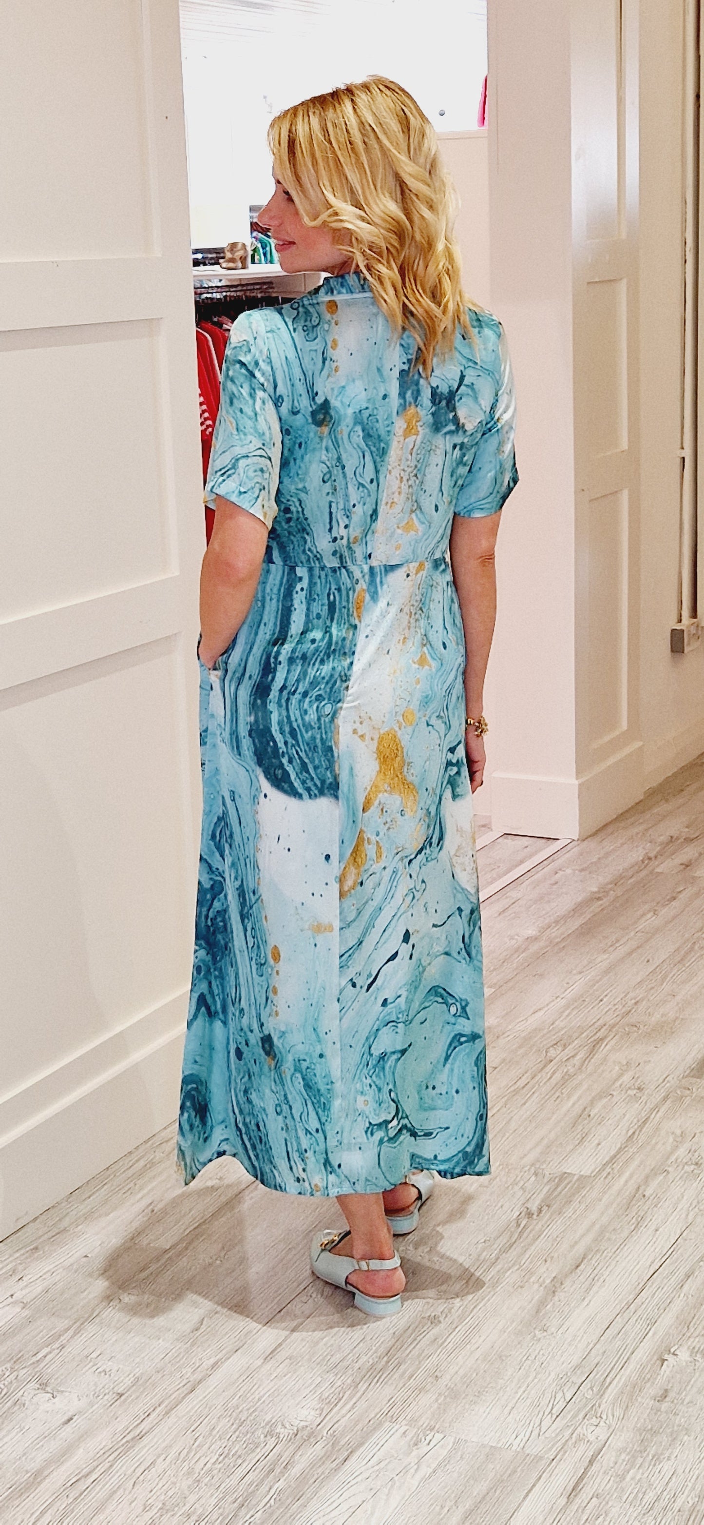 Aqua Printed Dress