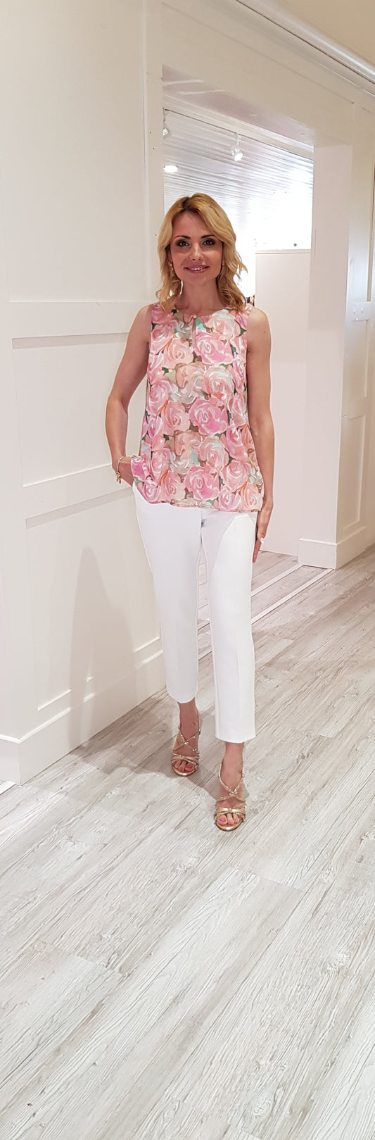 Pink Rose Sleeveless Top