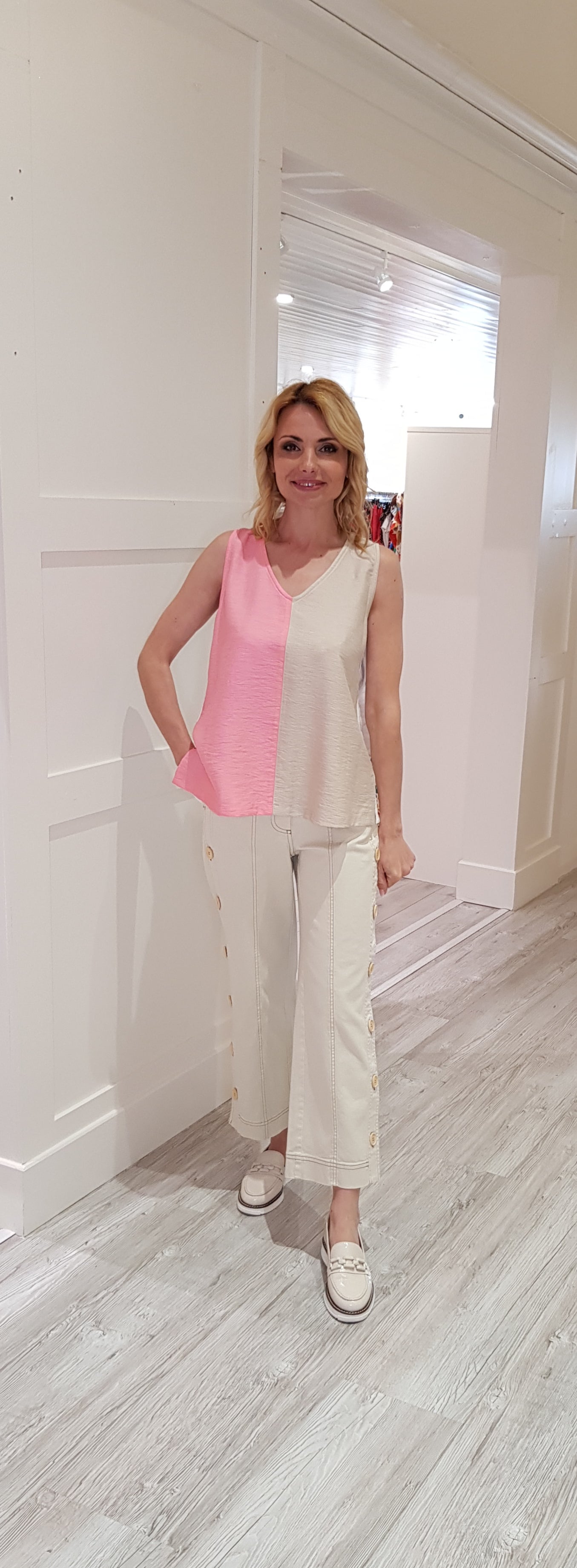Cream /Pink Blouse