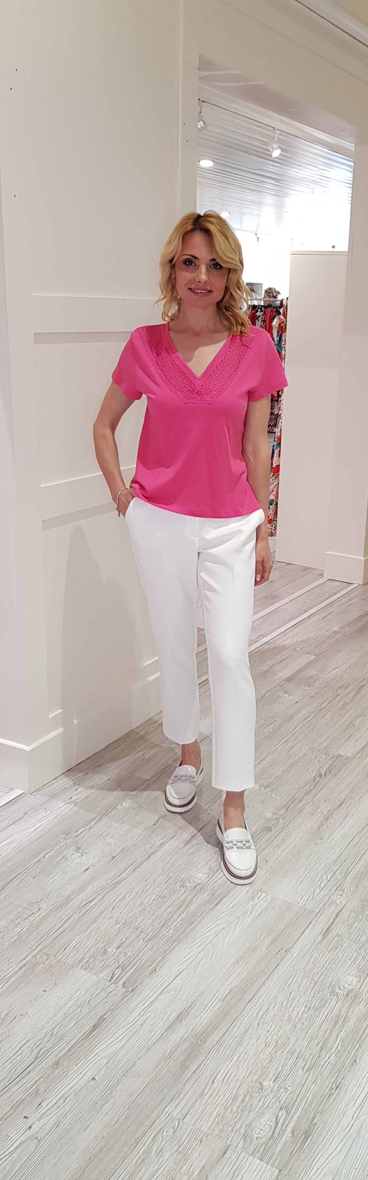 Pink Top With Lace Detail