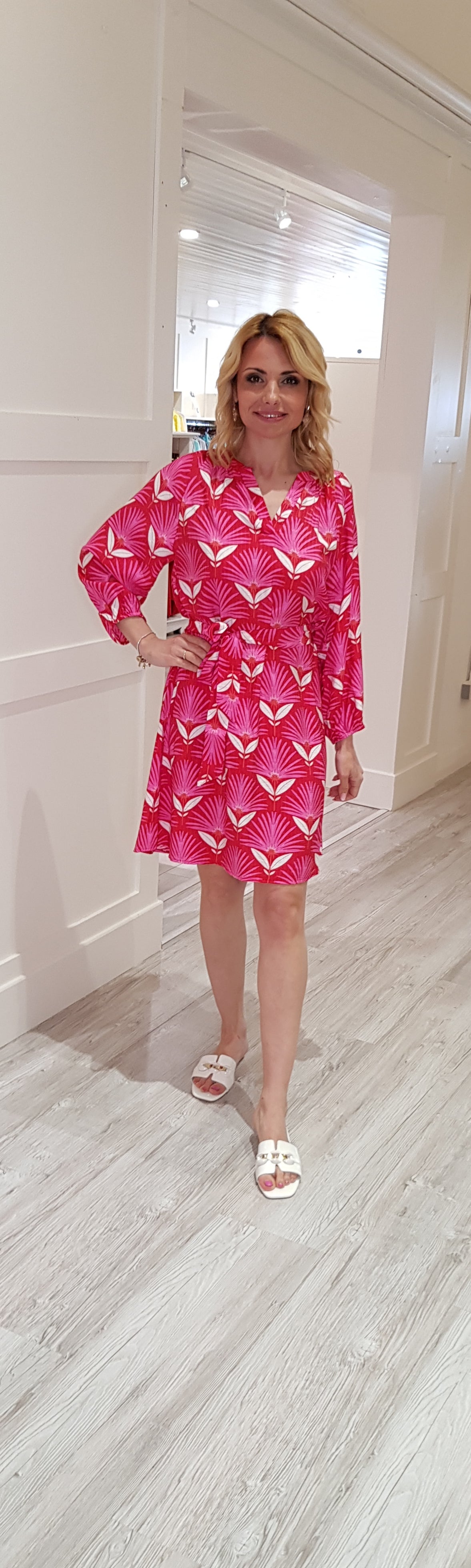 Pink Floral Print Dress