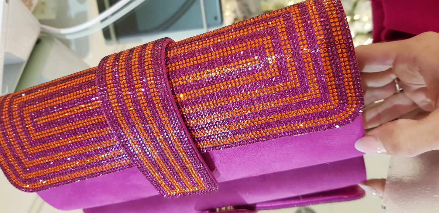 Fuchsia Orange stones Bag