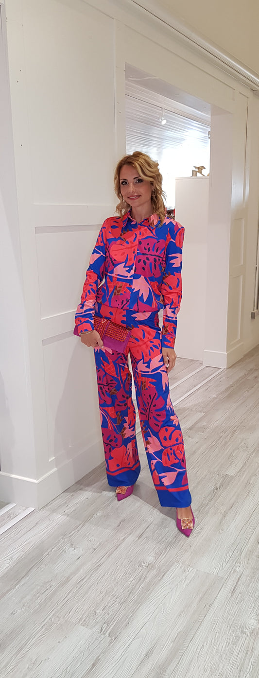 Red And Blue Flower Shirt