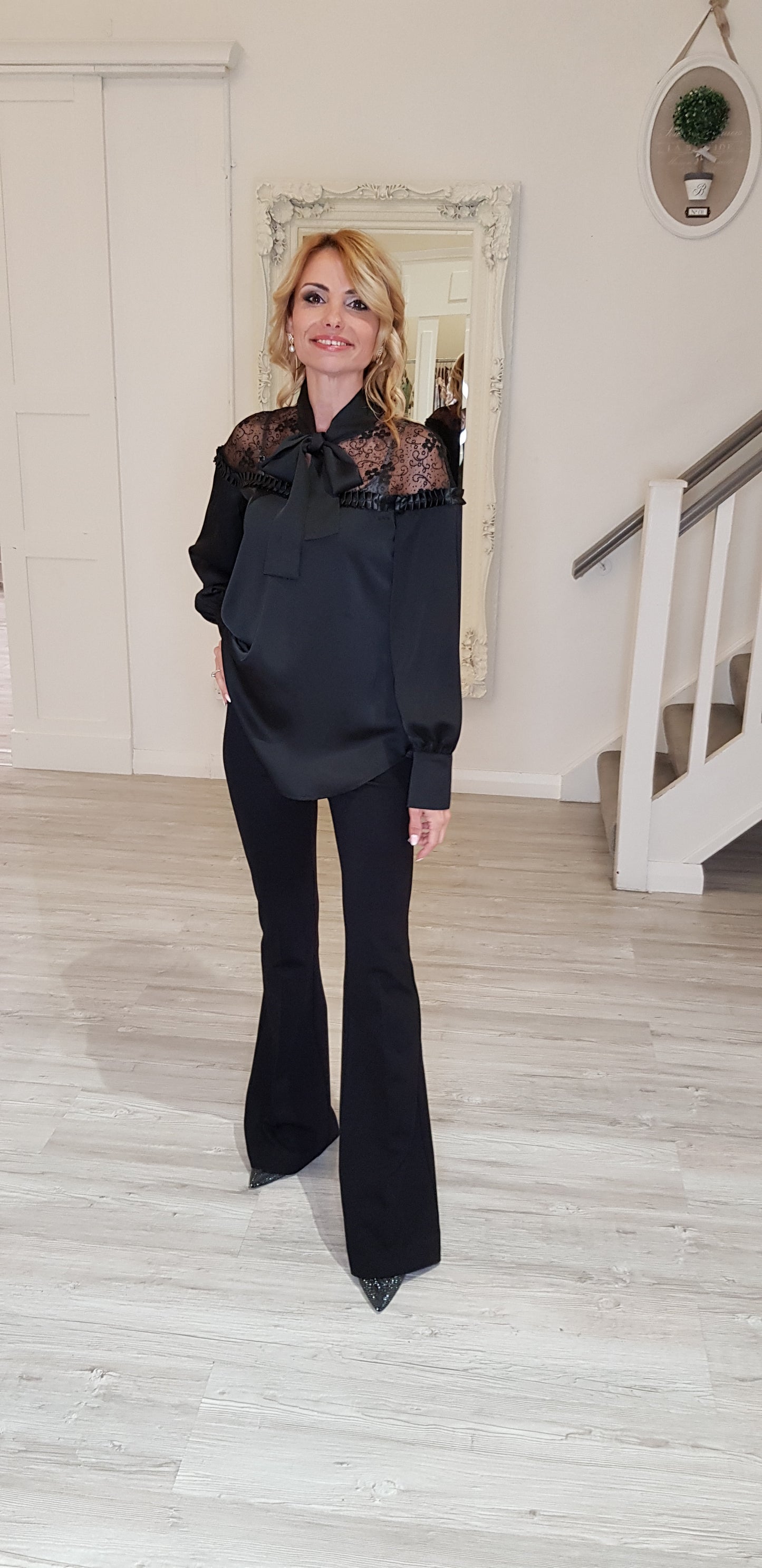 Black Top With Tie Detail
